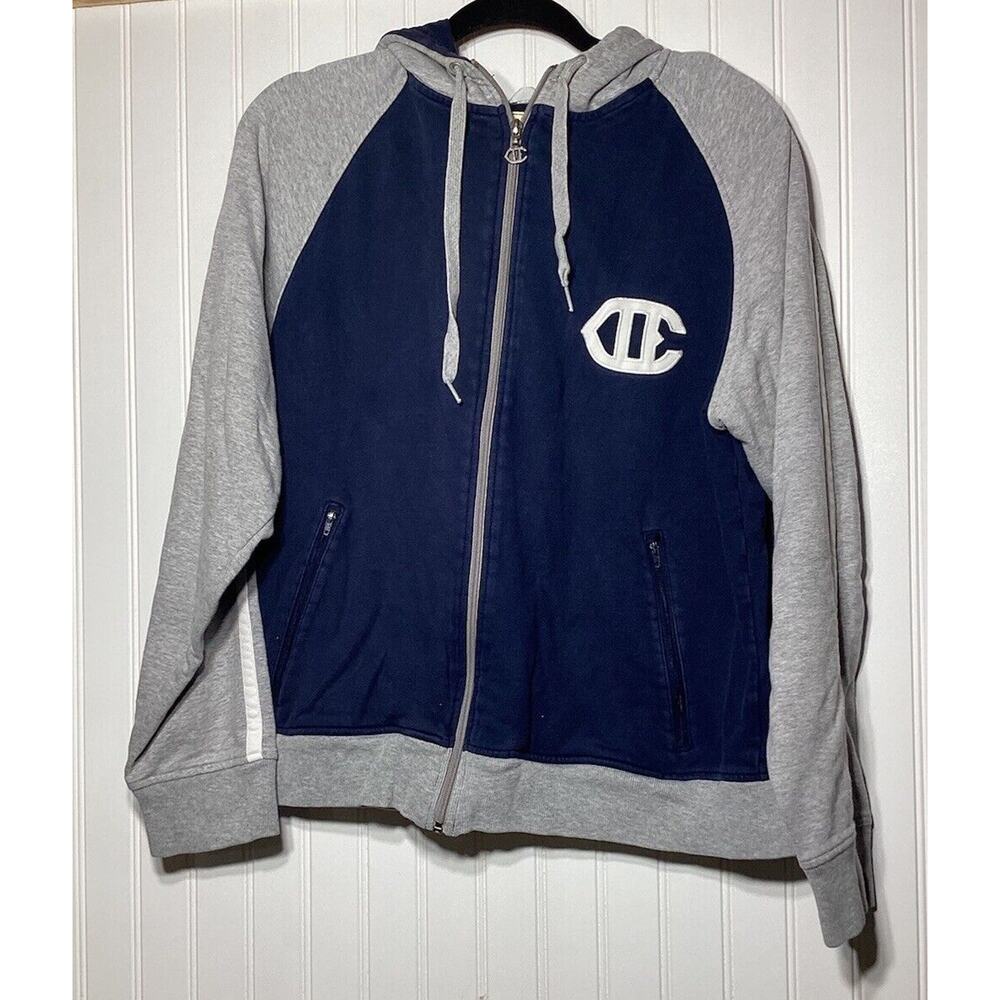 Champion Zip Up Hoodie Blue Cross Stitch Logo Size Medium